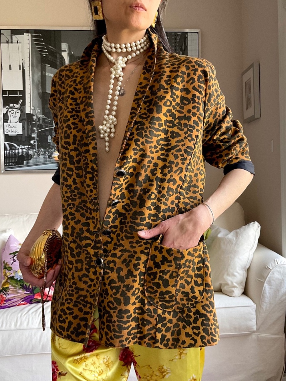 Leopard print lightweight blazer